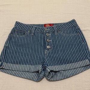 Dickies Button Fly Railroad Striped Shorts | Size 5/27 | High Rise | NWOT